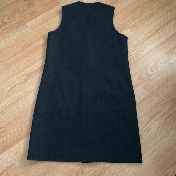 Orvis 100% Carded Wool Charcoal Gray Sleeveless Jumper Shift Dress Size P4 - Picture 8 of 12